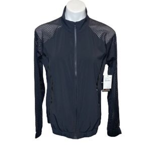 Zella NWT black lightweight full zip jacket with mesh sleeves size M